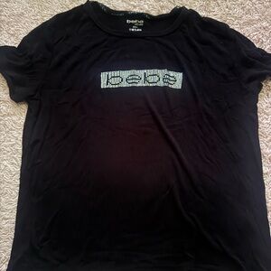 Bebe Black Sleepwear Top with Rhinestone Detail